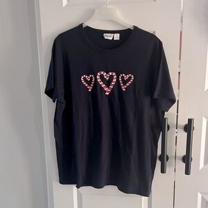 Vintage Navy Blue holiday candy cane heart Shirt 1X